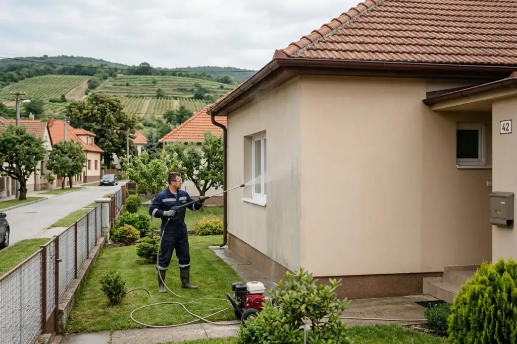 Čistenie fasády Pezinok a okolie. 100% výsledok za dobrú cenu. Čistíme rodinné domy - bytovky